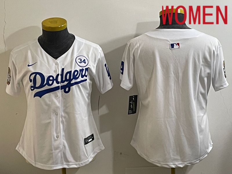 Women Los Angeles Dodgers Blank White Game 2024 Nike MLB Jersey style 1121->women mlb jersey->Women Jersey